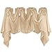 Collections Etc Elegant Sheer Scoop Tassel Crystal Beading Rod Pocket Window Curtain Valance, Taupe