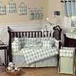 Blue and Green Argyle Baby Beddings - 9pc Crib Set