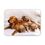 A golden retriever bitch and her puppies - Mouse Mat Art247 Highest Quality Natural Rubber Mouse Mats - Mouse Mat
