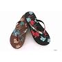 Ladies/Womens Flip Flops with Flower Print (Brown Black)
