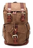 Good&god High Density Thick Multi-function Canvas Backpack School Bag Travel Bag Hiking Rucksack Khaki