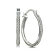 1/4ct Diamond Hoop Earrings Set in Sterling Silver 1 inch