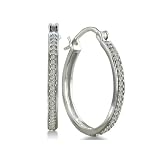 1/4ct Diamond Hoop Earrings Set in Sterling Silver 1 inch