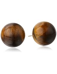 14k Yellow Gold 12mm Tiger-Eye Stud Earrings