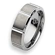 Grooved Beveled Edge Brushed & Polished Tungsten Carbide Ring (8.0 mm) - Sizes 7-13