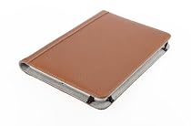 M-Edge GO! Genuine Leather Kindle Jacket with Hinge (Fits 6" Display, Latest Generation Kindle), Pebbled Saddle Brown