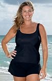 Beach Belle® Solid Black Plus Size Scoop Neck Tankini Top - Plus Size Swimsuit Plus Size Swimsuits