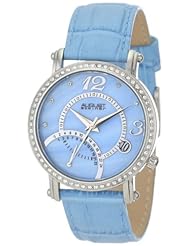August Steiner Womens AS8013BU Classic Dual Time Leather Strap Watch