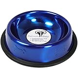 Platinum Pets 1 Cup Embossed Non-Tip Stainless Steel Cat Bowl, Sapphire Blue