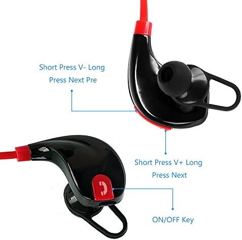 BOAS Lc-777 Wireless Bluetooth 4.1 Hd1080p Stereo Sport Headphones Sweatproof Running Gym Exercise Bluetooth Stereo Earbuds Earphones Car Hands-free Calling Headsets with Microphone for Iphone 6 6 Plus 5s 4s Galaxy S6 S5 and Ios Android Smartphones (Red)