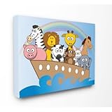 The Kids Room by Stupell "Whimsical Noah's Arch with Rainbow Oversized Stretched" Canvas Wall Art [並