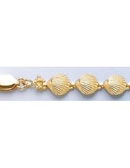 Gold Bracelet 7" Scallop Shell High Polish