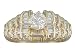 EGL CERTIFIED 1.36CT ROUND & BAGUETTES DIAMOND ENGAGEMENT RING IN YELLOW GOLD
