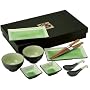11 Piece Japanese Dinnerware Set w/ Sushi Mat GREEN