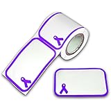 Purple Ribbon Stickers - Name Badge (100 Stickers)