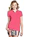 Dickies Girl Juniors Short Sleeve 2 Button Pique Polo,Lipstick Pink,Xlarge