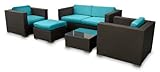 Outdoor Patio Wicker Sofa Sectional 5 Pc Set Espresso/Turquoise - All Weather & Free Shipping! Outdoor Patio Wicker Sofa Sectional 5 Pc Set Espresso/Turquoise - All Weather & Free Shipping!