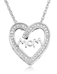 Sterling Silver 1/4cttw Diamond Mom Heart Pendant