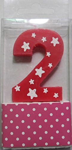White Star Printing Numerals Birthday Party Cake Candles with Holders (Number 0-9) (Red, 2)