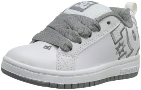 DC Court Graffik Sneaker (Toddler/Little Kid/Big Kid),White/Grey,7 M US Big Kid