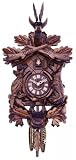 River City Clocks Eight Day Hunter's Cuckoo Clock with Hand-carved Oak Leaves, Animals, Rifles, and Buck - 20 Inches Tall - Model # 819-20