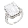 10k White Gold White Quartz and Diamond Ring, Size 6