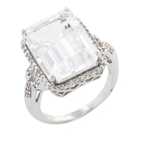 10k White Gold White Quartz and Diamond Ring by Amazon.com Collection
