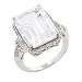 10k White Gold White Quartz and Diamond Ring
