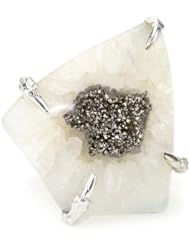 Devon Leigh "Natures Wonders" Silver Flex Rainbow Drusy Quartz Ring, Size 7