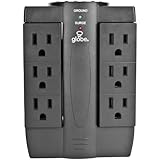 Globe Electric 7792001 6 Outlet Swivel Wall Tap with Surge Protection, Black Finish