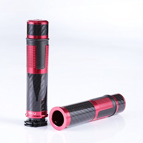 2x Premium Performance 7/8" 22mm Universal Motorcycle ATV Mountain Bike Red Carbon Fiber Handlebar Grips