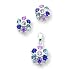 Sterling Silver Multi-colored CZ (Cubic Zirconia) Floral Earring & Pendant Set