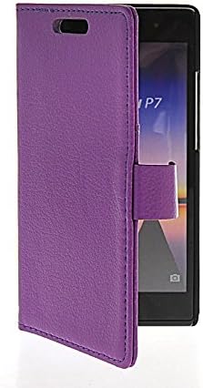 MOONCASE Litchi Skin Flip Leather Wallet Card Pouch Stand Back Case Cover for Huawei Ascend P7 Purple