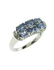 O&G Australia Natural Tanzanite & White Topaz, 925 Sterling Silver (1.22cttw) Ring