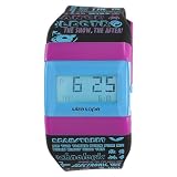 Wize & Ope Unisex WO-FT-1 French Touch Digital Blue Dial Print Black Strap Purple Slide Watch
