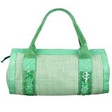 Caterina Lucchi Aqua Woven Straw and Leather Sequined Barrel Bag