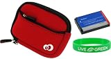 2n1 Neoprene Sleeve (Spicy Red) Case and NB-4L 900mAh Li-Ion Battery for Canon PowerShot SD960IS Digital Camera Gold