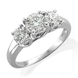 14k White Gold 3 Stone Diamond Engagement Bridal Ring Band (GH, I, 0.50 carat)