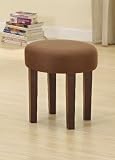 Chocolate Microfiber & Wood Round Vanity Stool