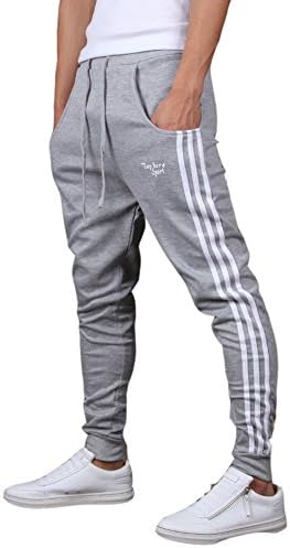 Huanwei New Men's Casual Slim Fit Jogging Harem Pants (Grey, Asian size M/US size S)