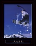 Dare Snowboard Motivational Poster Inspirational Art Print Colorado Rocky Mountains