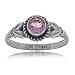 Amethyst Ring in Sterling Silver Solitaire Leaf title=