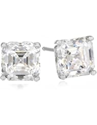 Sterling Silver Swarovski Zirconia 2 cttw Asscher Stud Earrings