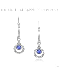 1.73ct. Natural Untreated Blue Sapphire Earrings with 38 pave dia. 0.80ct. total.