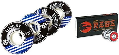 ELEMENT Skateboard Wheels 57MM 98A VARSITY PARK URETHANE + BONES REDS BEARINGS