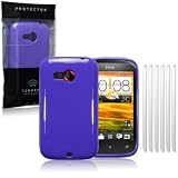 HTC Desire C Solid Purple TPU Gel Skin Case / Cover + 6-in-1 Screen Protectorby Terrapin
