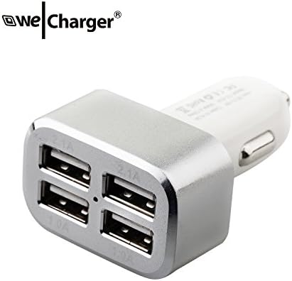 Wecharger Premium 4USB 31W 6.2A Aluminum Panel Compact Designed USB Car Charger for iPhone 6+ 6 5S 5C 5 4S, iPad Air mini, Galaxy S5 S4 S3, Note 3 4, Tab 4 3 2 Pro, Nexus, HTC One, One 2 (M8), LG G3, Nexus, and More - Gray