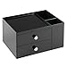 mDesign Office Supplies Desk Organizer for Scissors, Pens, Markers, Highlighters, Tape - 2 Drawers & Caddy, Black
