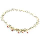 14K Gold 18.5" Sparkling Diamond Cut Coral Accent Necklace