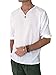 Men's White T-Shirt 100% Cotton Thai Hippie Shirt Beach Yoga Top Button Feature